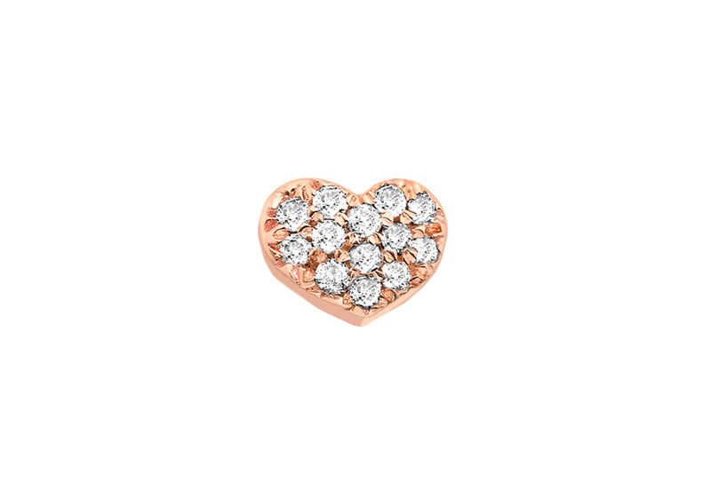 9ct Rose Gold 0.05t Pave Set Diamond 6mm x 4mm Heart Slider Pendant