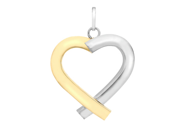 9ct 2-Colour Gold Tube Heart Pendant