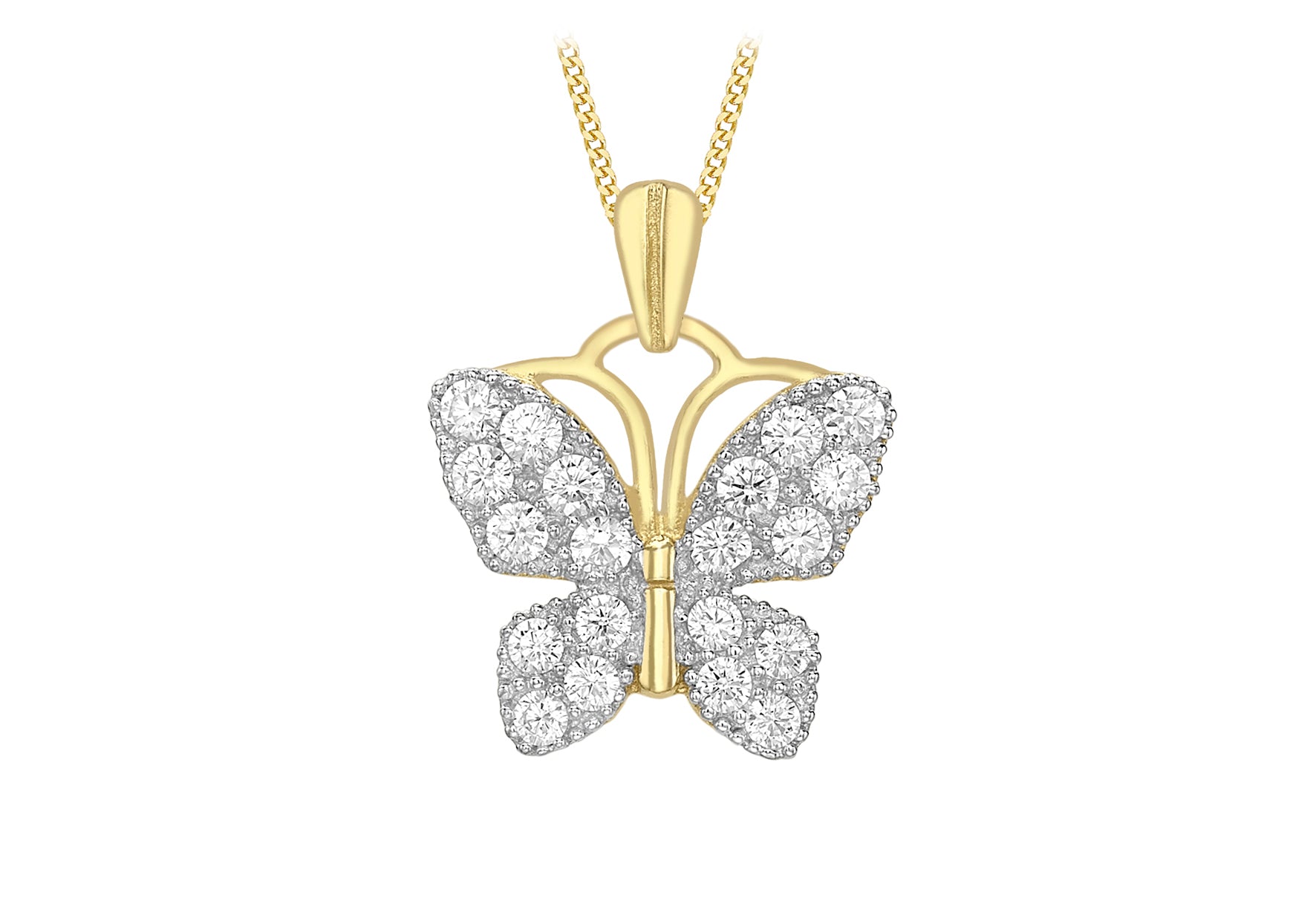 9ct 2-Tone Zirconia  Stone Set BCutterly Pendant