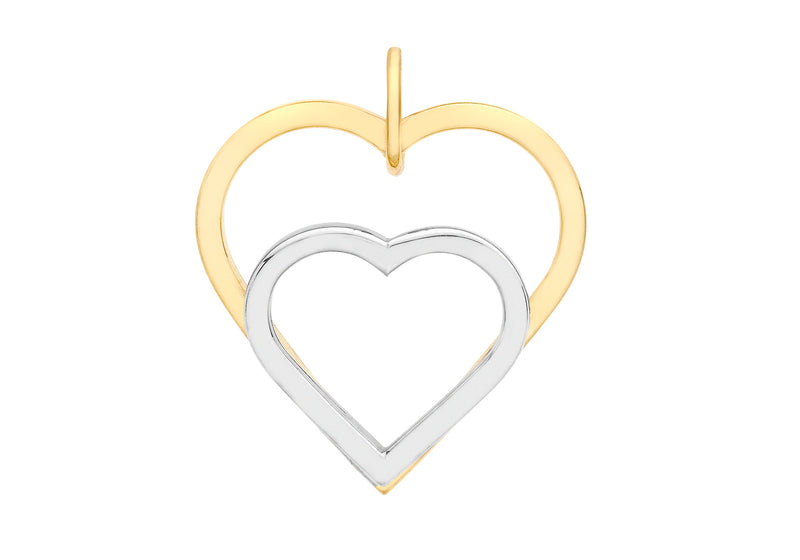 9ct 2-Colour Gold Double-Heart Pendant
