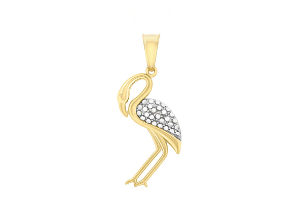 9ct 2-Colour Gold 12mm x 26mm Flamingo Pendant