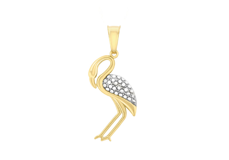 9ct 2-Colour Gold 12mm x 26mm Flamingo Pendant
