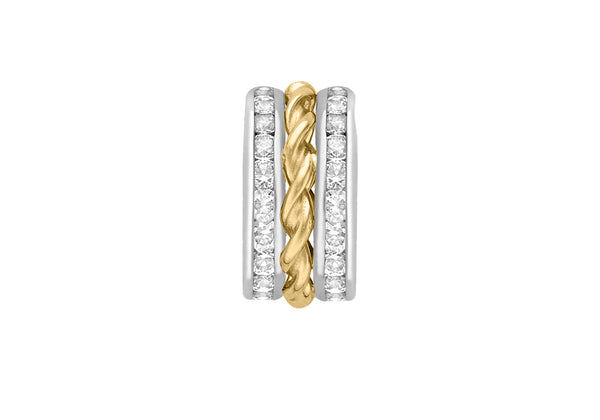 9ct 2-Colour Gold Zirconia  Twined Triple Ring Pendant