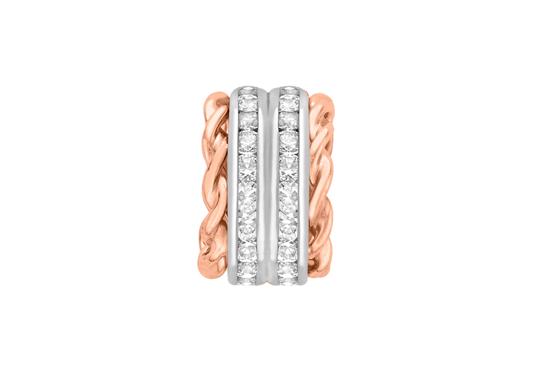 9ct 2-Colour Gold Zirconia  Twined 4 Ring Pendant