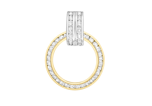 9ct 2-Colour Gold Channel Set Zirconia  17mm x 28mm Ring Pendant