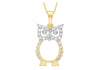 9ct 2-Tone Gold Zirconia  11mm x 22mm Owl Pendant
