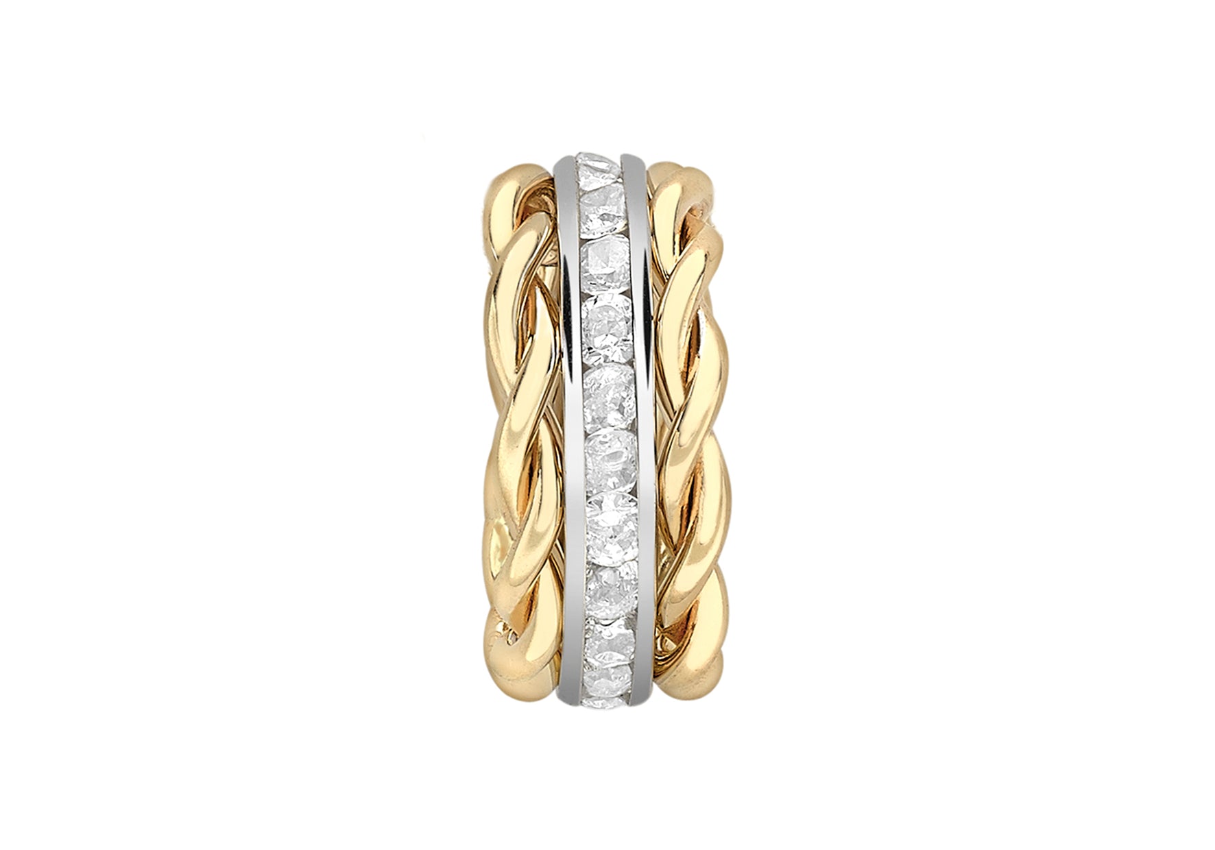 9ct 2-Colour Gold Zirconia  Twisted Circle Pendant