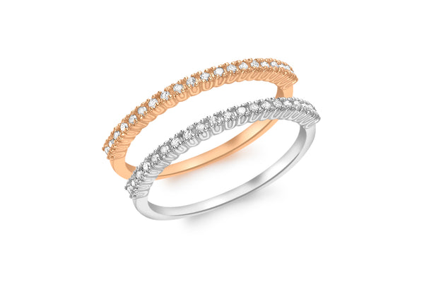 9ct 2-Colour Gold 0.24t Diamond Stacking Ring