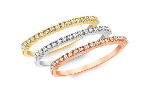 9ct 3-Colour Gold 0.36ct Diamond Set of 3 Eternity Rings