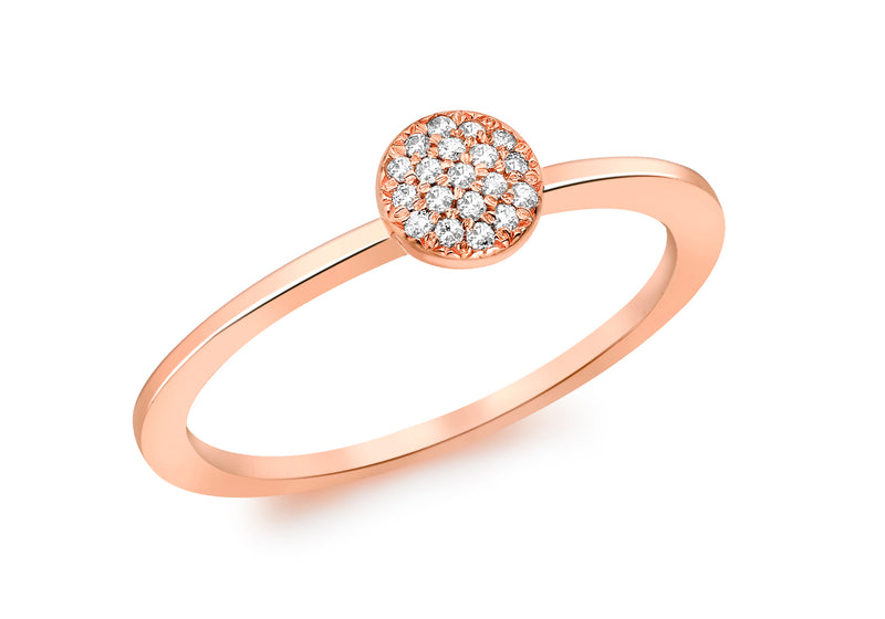 9ct Rose Gold 0.05t Round Pave Set Diamond Ring