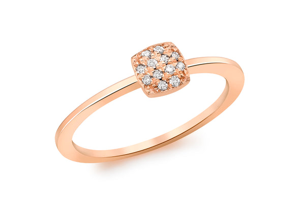 9ct Rose Gold 0.05t ushion Pave Set Diamond Ring
