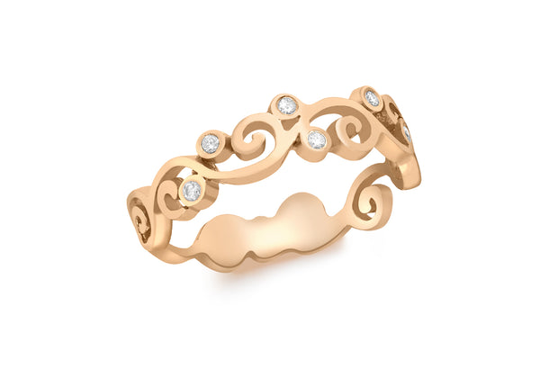 9ct Rose Gold 0.05t Diamond Swirl Band Ring