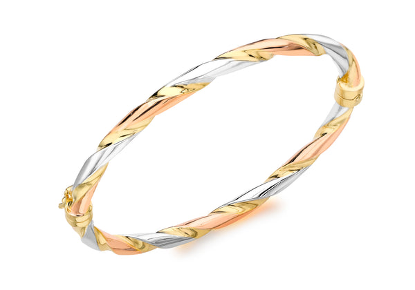 9ct 3-Colour Gold Twist Bangle