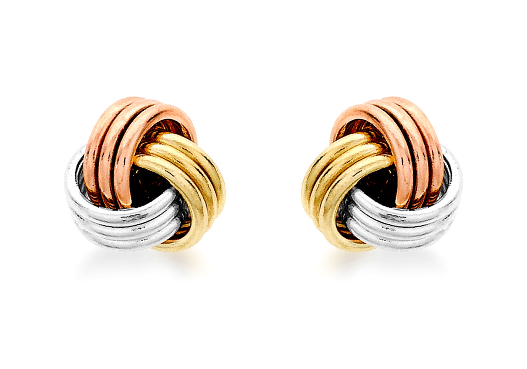 9ct 3-Colour Gold 5mm Knot Stud Earrings