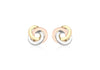 9ct 3-Colour Gold 9.5mm x 10mm Square-Tube Knot Stud Earrings