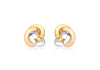 9ct 3-Colour Gold 13mm Triangle-Tube Knot Stud Earrings