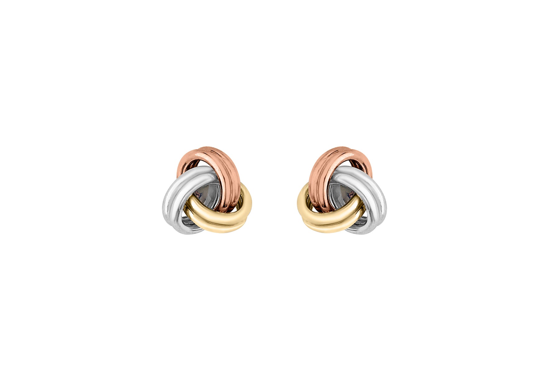 9ct 3-Colour Gold 7mm Knot Stud Earrings