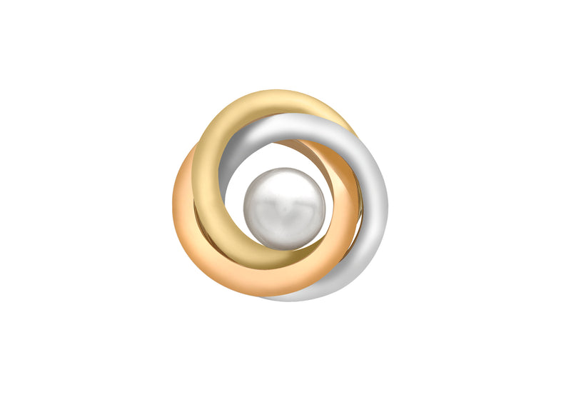 9ct 3-Colour Gold Pear 18mm Rings Pendant