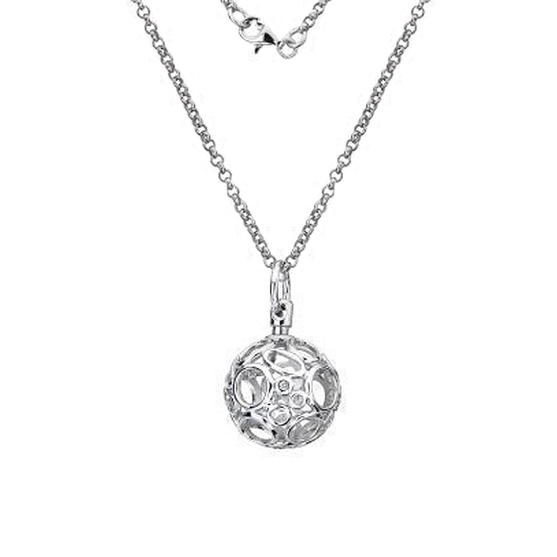 Openwork Sphere Necklace , Hand-Set With A Diamond Accent