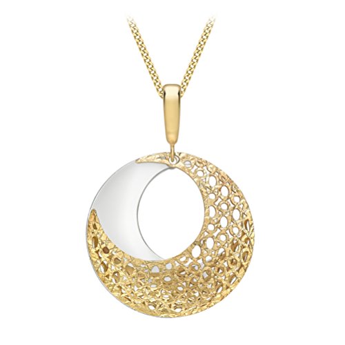 9ct 2-Colour Gold Round Fretwork Pendant
