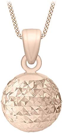 9ct Yellow Gold Hexagon Diamond Cut Ball Pendant