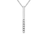 9ct White Gold Zirconia  Bar Drop Pendant on Chain Necklace