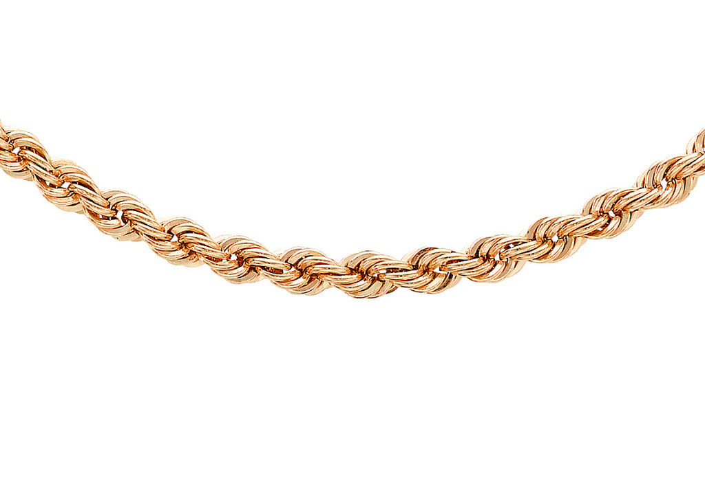9ct Rose Gold 3.2mm Hollow Rope Chain 46m/18''9