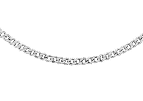 9ct White Gold 25 Diamond Cut Adjustable Curb Chain 41m/16"-46m/18"9