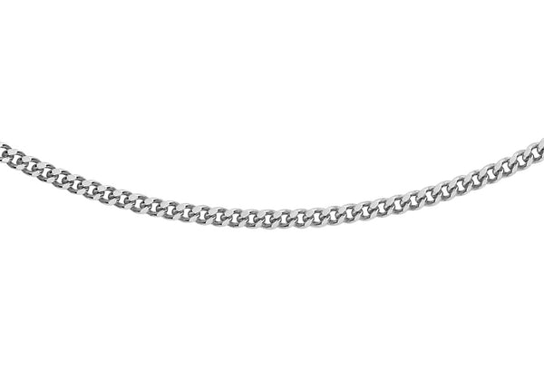 9ct White Gold 40 Diamond Cut Curb Chain 46m/18"9