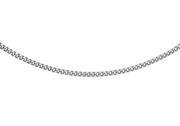 9ct White Gold 35 Diamond Cut Curb Chain 41m/16"-46m/18"9