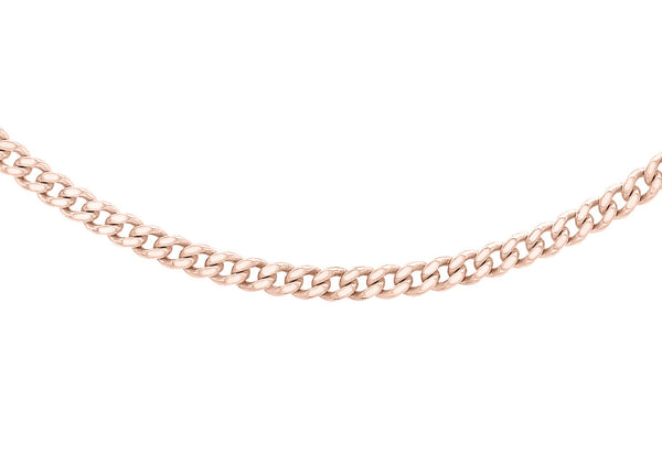 9ct Rose Gold 40 Diamond Cut Curb Chain