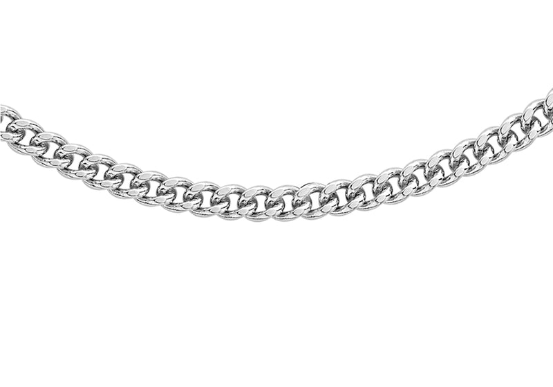 9ct White Gold 60 Diamond Cut Curb Chain