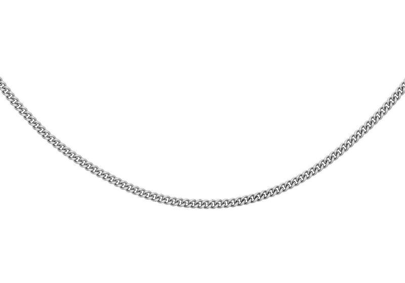 9ct White Gold 50 Diamond Cut Curb Chain 46m/18''9