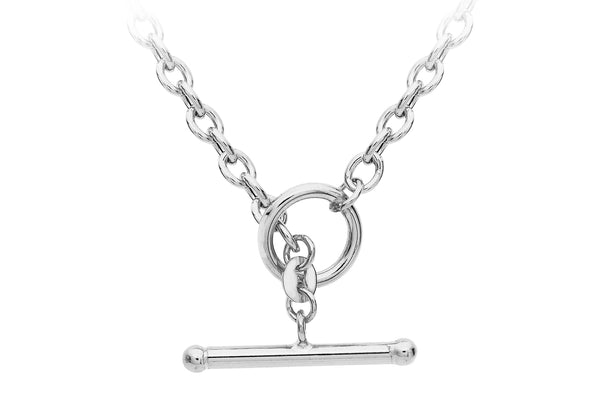 9ct White Gold T-Bar Ring Necklace