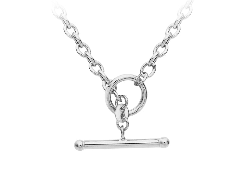 9ct White Gold T-Bar Ring Necklace