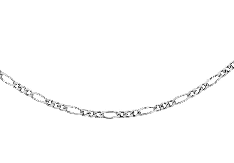 9ct White Gold 50 Diamond Cut Figaro Chain