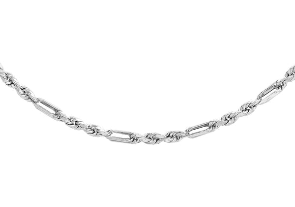 9ct White Gold 40 Diamond Cut Figaro Chain