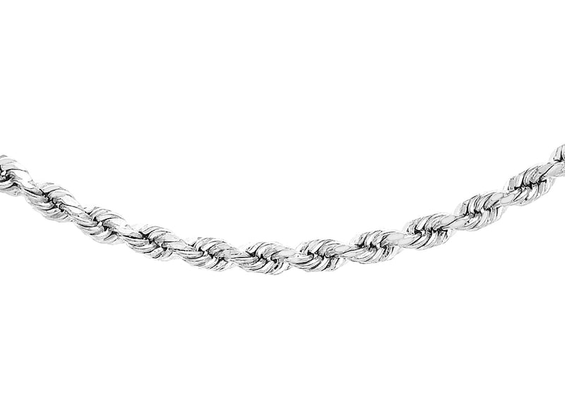 9ct White Gold 60 Diamond Cut Rope Chain