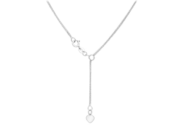 9ct White Gold 25 Adjustable Heart Slider Spiga Chain