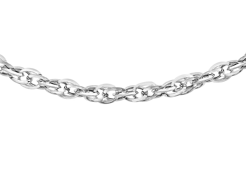 9ct White Gold 40 Diamond Cut Prince of Wales Chain 41m/16"9