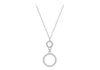 9ct White Gold Double Zirconia  16mm x 32mm Rings Necklace  46m/18"9