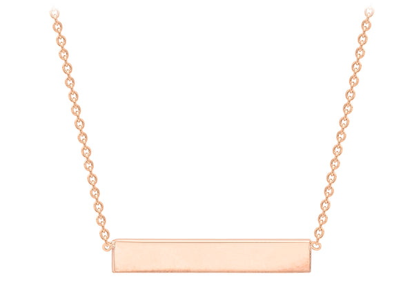 9ct Rose Gold Horizontal Bar Pendant Adjustable Necklace