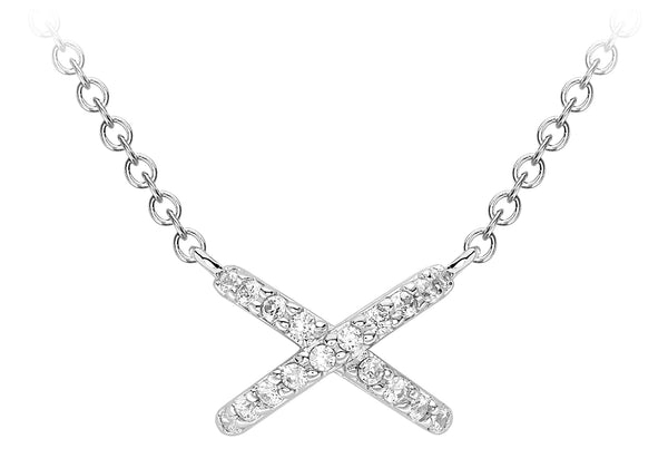 9ct White Gold Zirconia  riss Cross Necklace  46m/18"9
