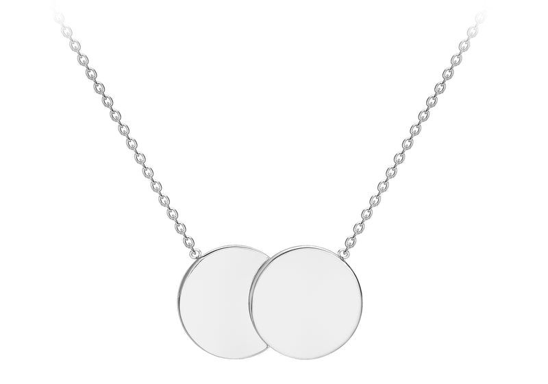 9ct White Gold 16.8mm x 10mm Double Disc Adjustable Necklace  41m/16"-43m/17"9