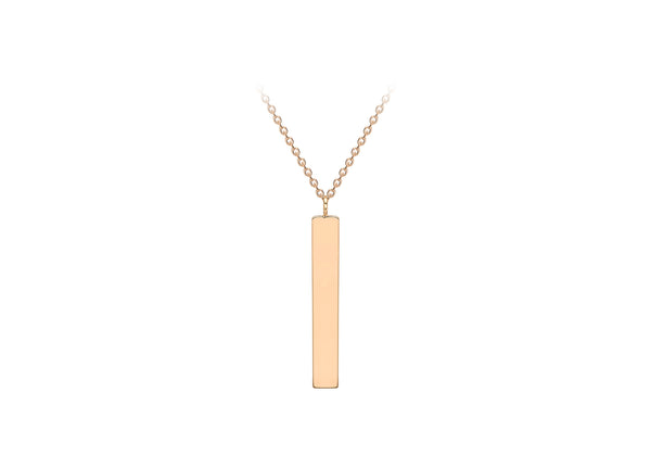 9ct Rose Gold 3mm x 20mm Vertial Bar Adjustable Necklace  41m/16"-43m/17"9