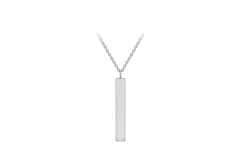 9ct White Gold 3mm x 20mm Vertial Bar Adjustable Necklace  41m/16"-43m/17"9