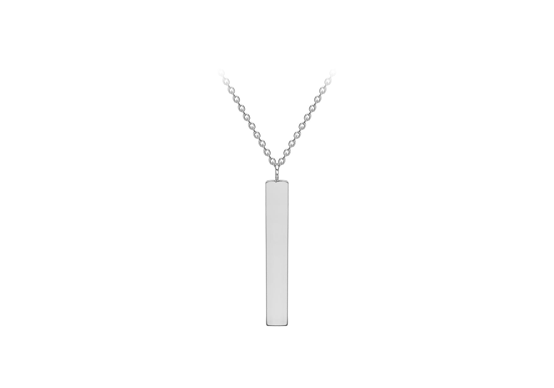 9ct White Gold 3mm x 20mm Vertial Bar Adjustable Necklace  41m/16"-43m/17"9