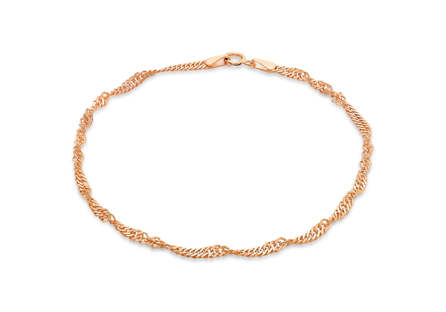9ct Rose Gold 45 Twist Curb Bracelet 19m/7.5"9