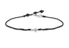 9ct White Gold 0.04t Diamond Cross on Adjustable Black String Bracelet 17m/6.7"9