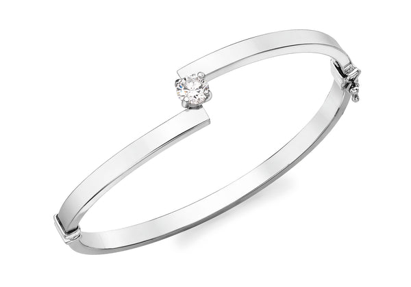 9ct White Gold Zirconia  Bangle